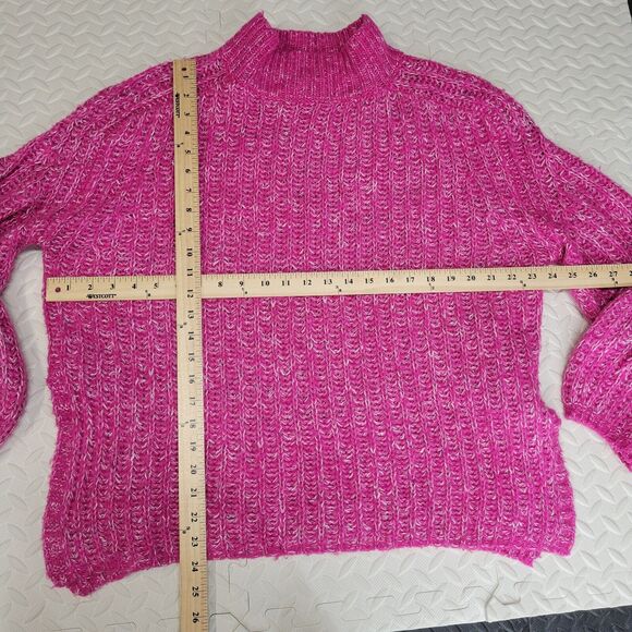 Anthropologie Pilcro Textured Tunic Sweater Size Small Oversized Pink White - Picture 6 of 11